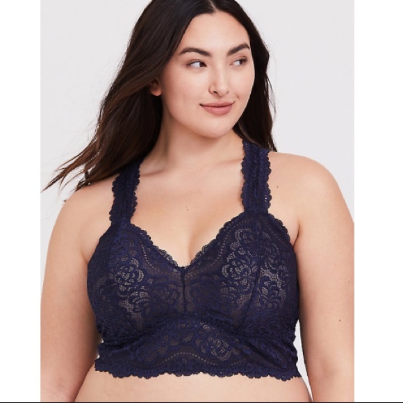 NWT TORRID NAVY LACE RACERBACK BRALETTE - Picture 1 of 4